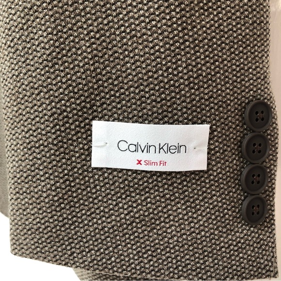 NWT Calvin Klein slim fit Mens wool blend blazer textured brown sport coat 40R - Picture 2 of 12